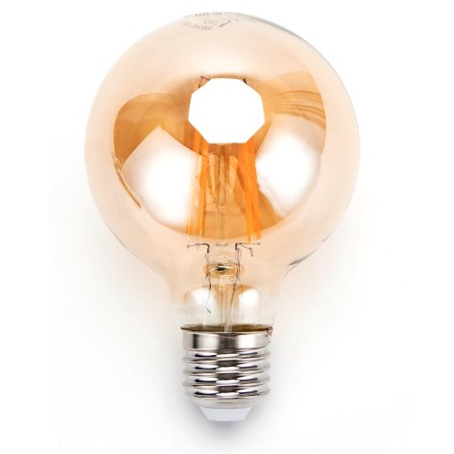LED-Leuchte G80 mit E27 Sockel, 6 Watt (entspricht ca. 45 Watt), warmweiss/amber