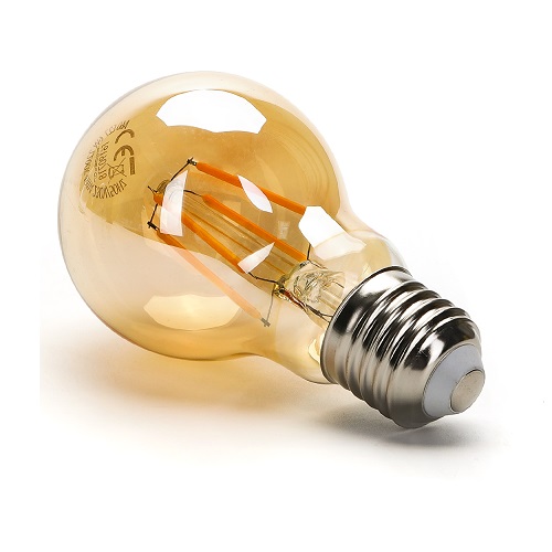 Lampe LED E27, 4 watt (correspond  env. 37 watt), blanc chaud/ambre