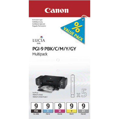 Original Canon Multipack PBK, C, M, Y, GY  je 150 Seiten